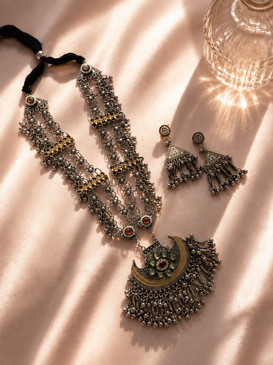 Afghani high quality pendent necklace with jhumka jewellerylovers