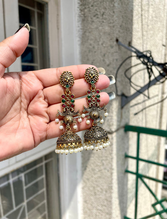 Long layer golden jhumka jewellerylovers