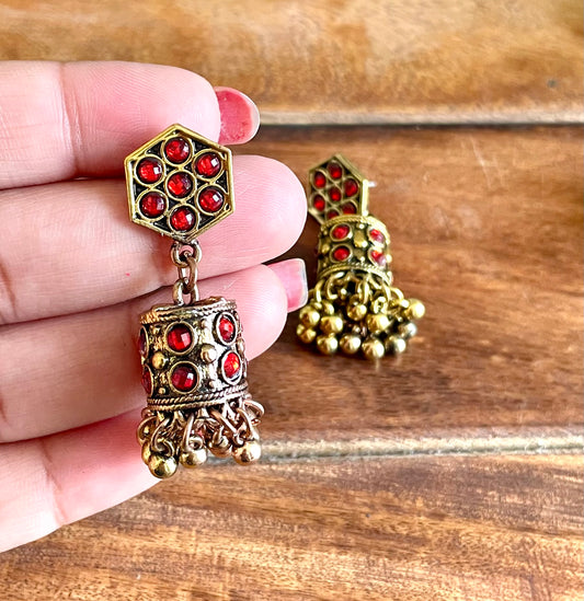 Hexagon flower jhumki