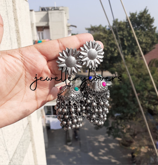 Flower multicolour jhumka