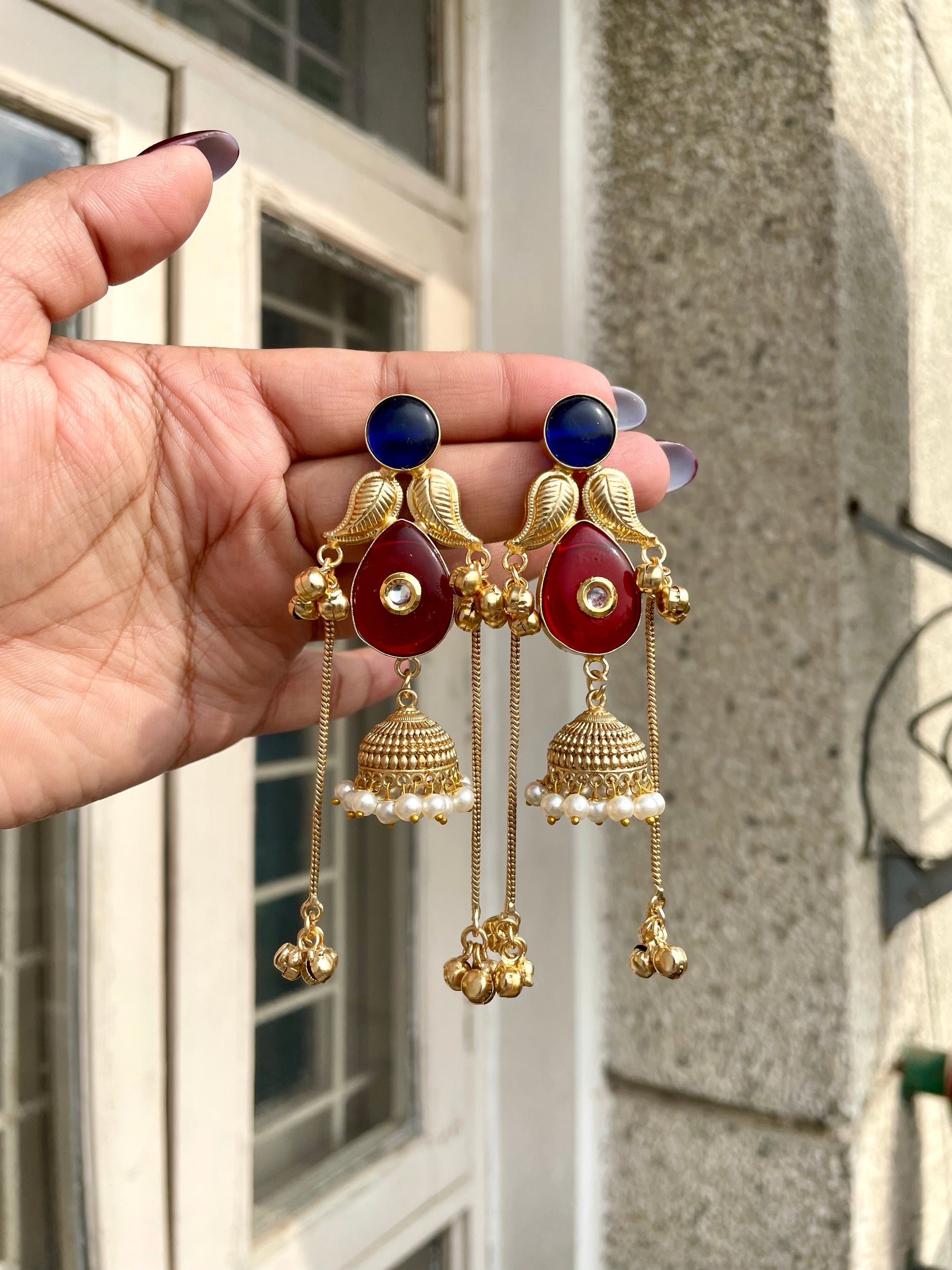 Kashmiri dual shade jhumka jewellerylovers