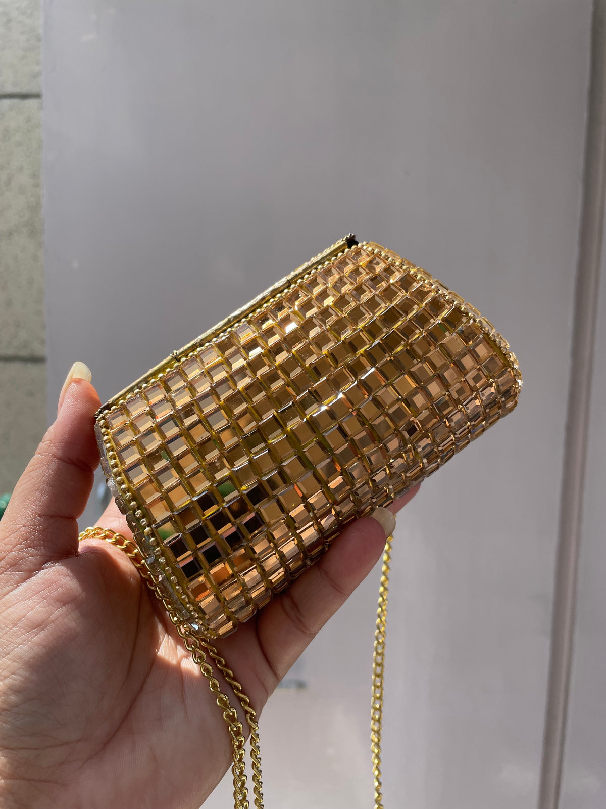 Mirror work Small Brass Bag jewellerylovers