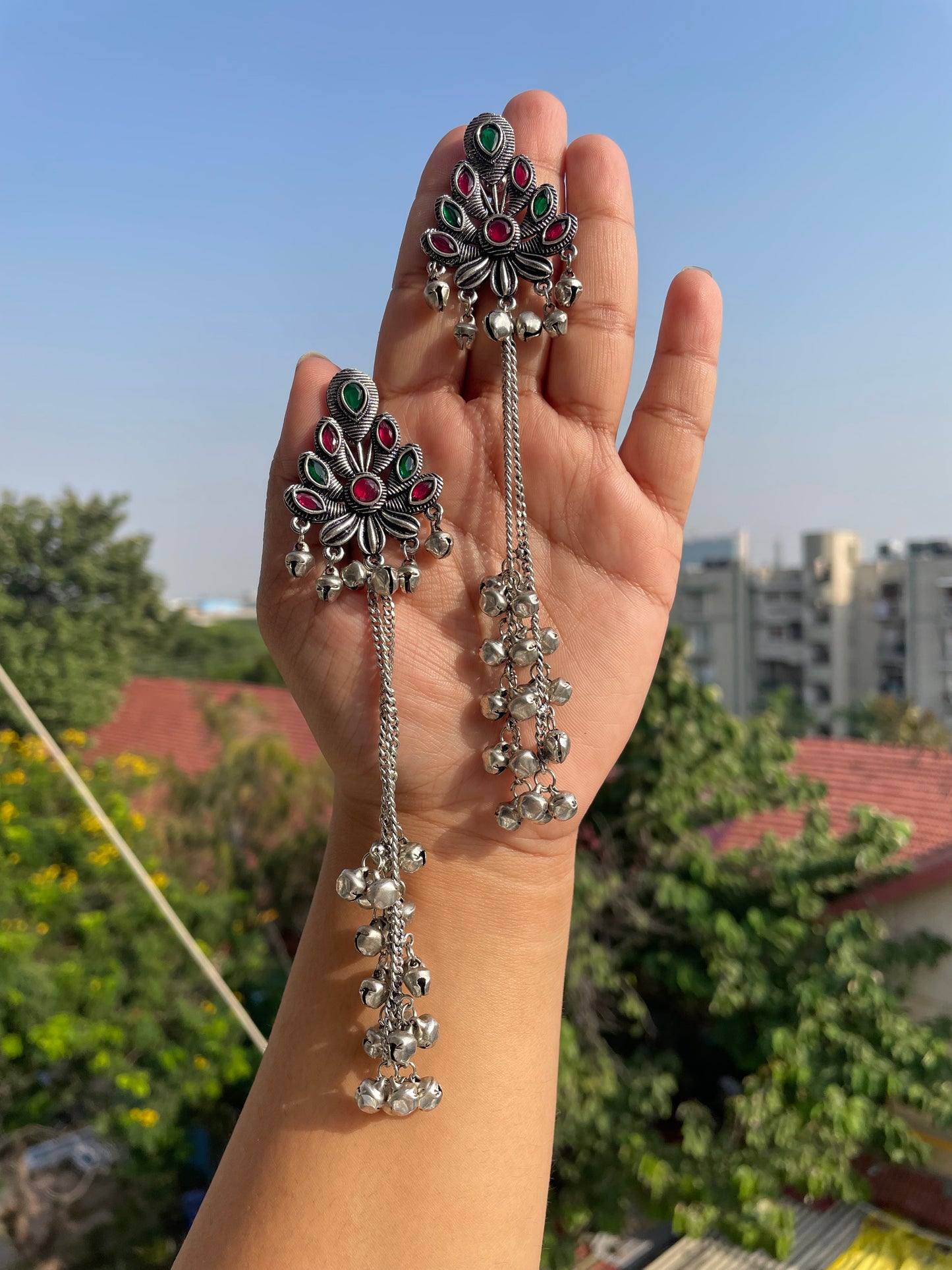 Red and green jhumka jewellerylovers