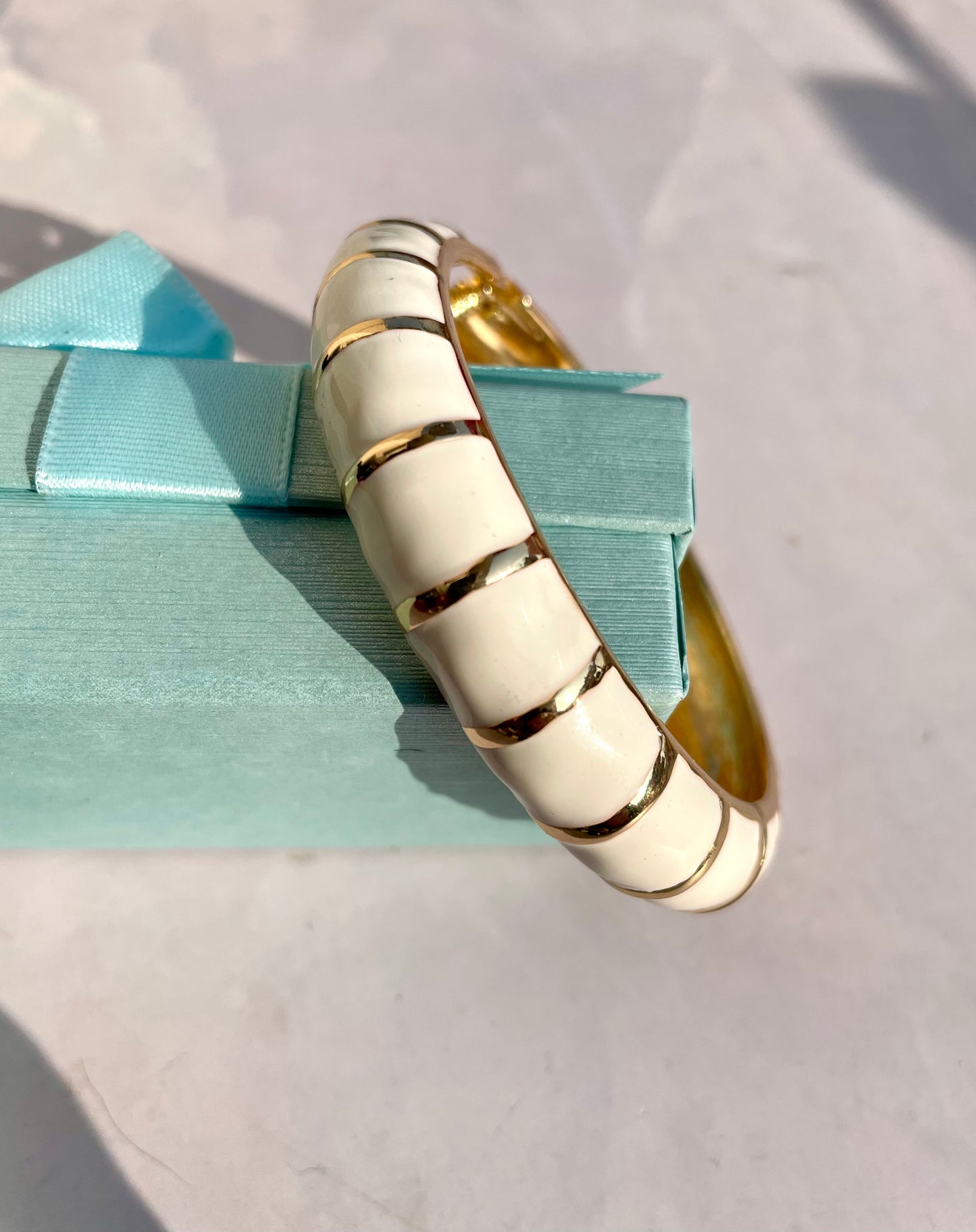 Striped enamel bangle