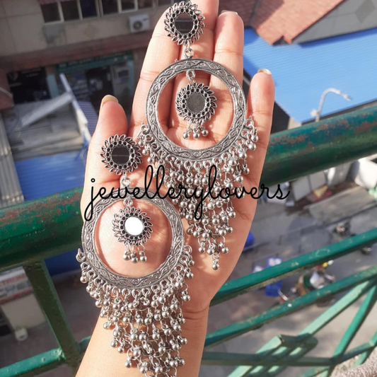 Silver shiny longearrings