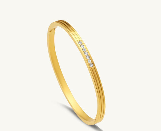 Slim diamond studded plain bangle jewellerylovers