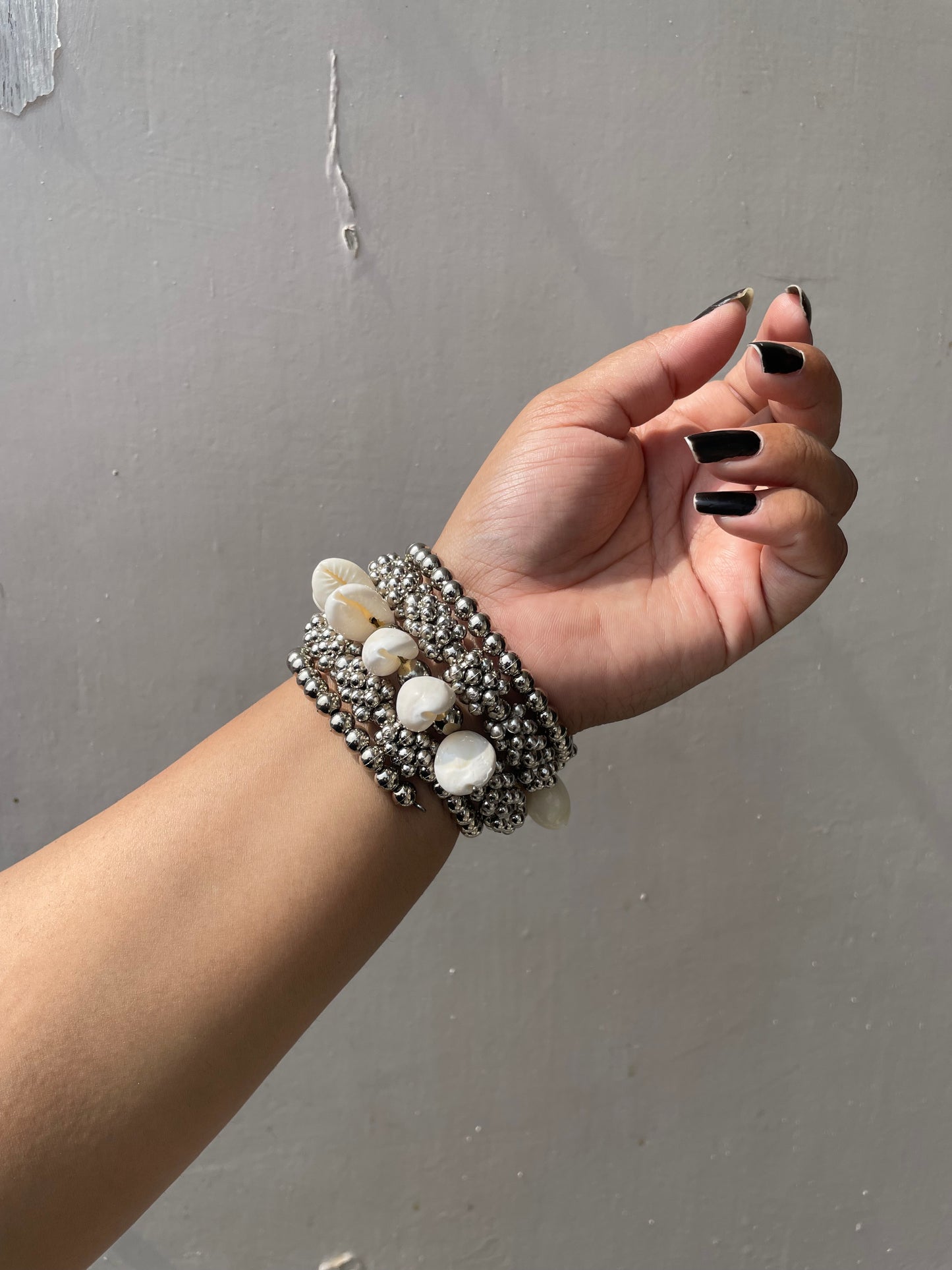Oxidised shell cuffs