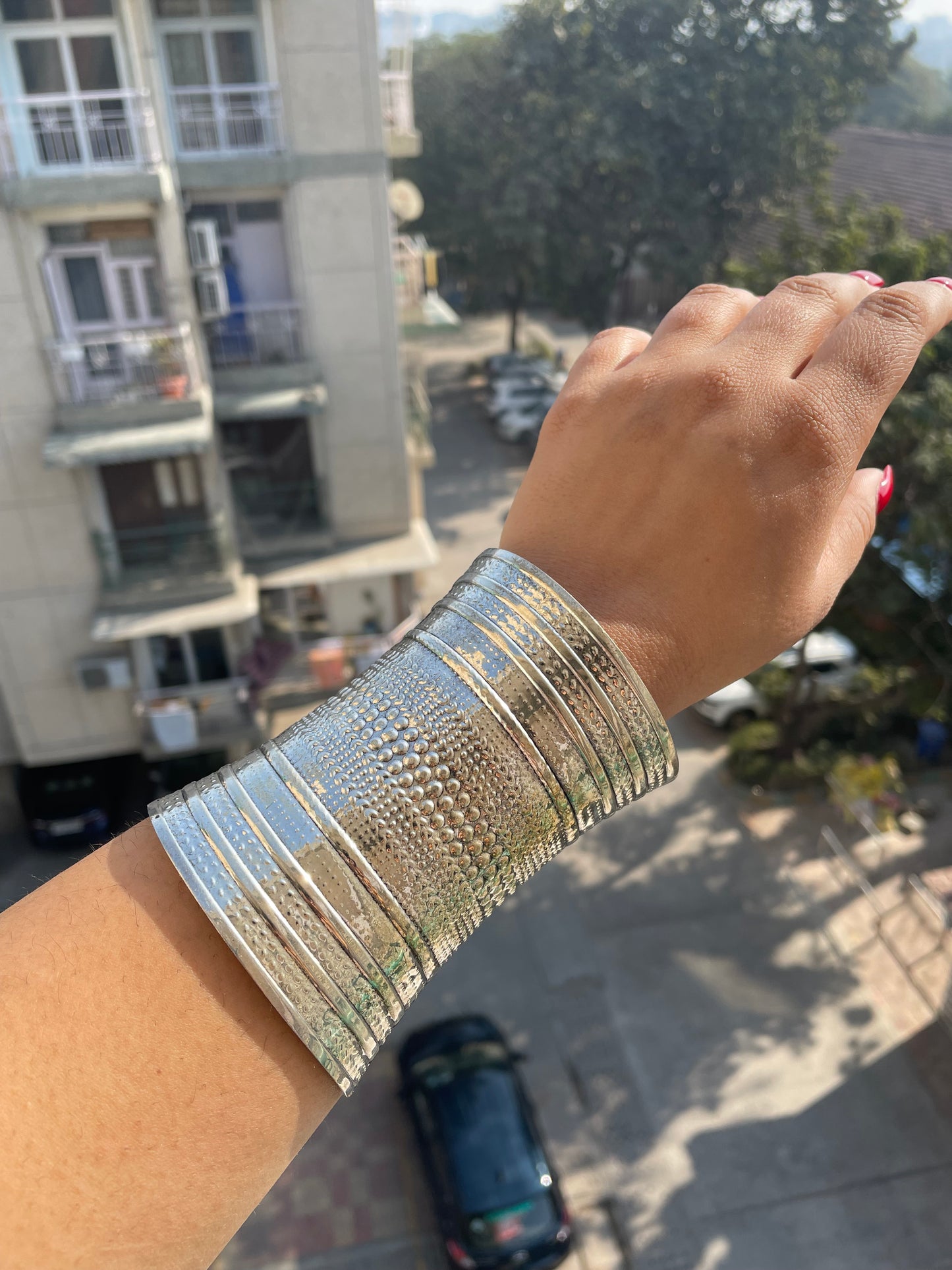 Premium long silver cuff