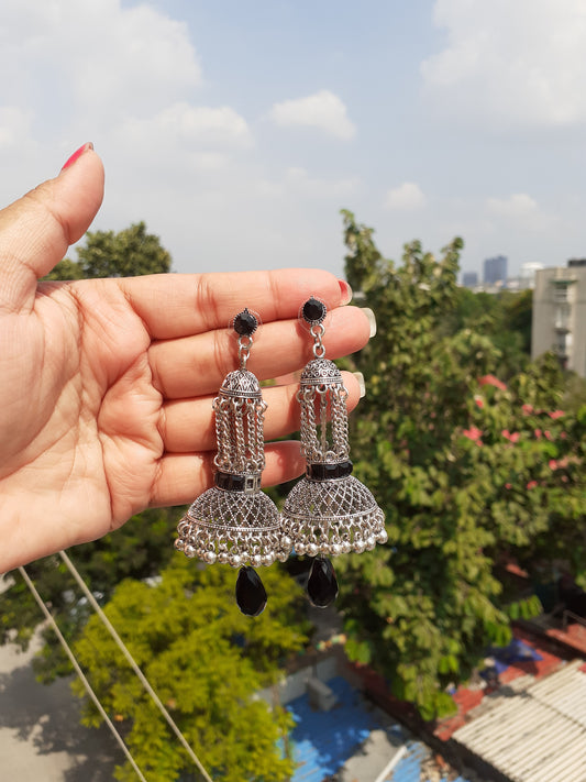 Black matka earrings