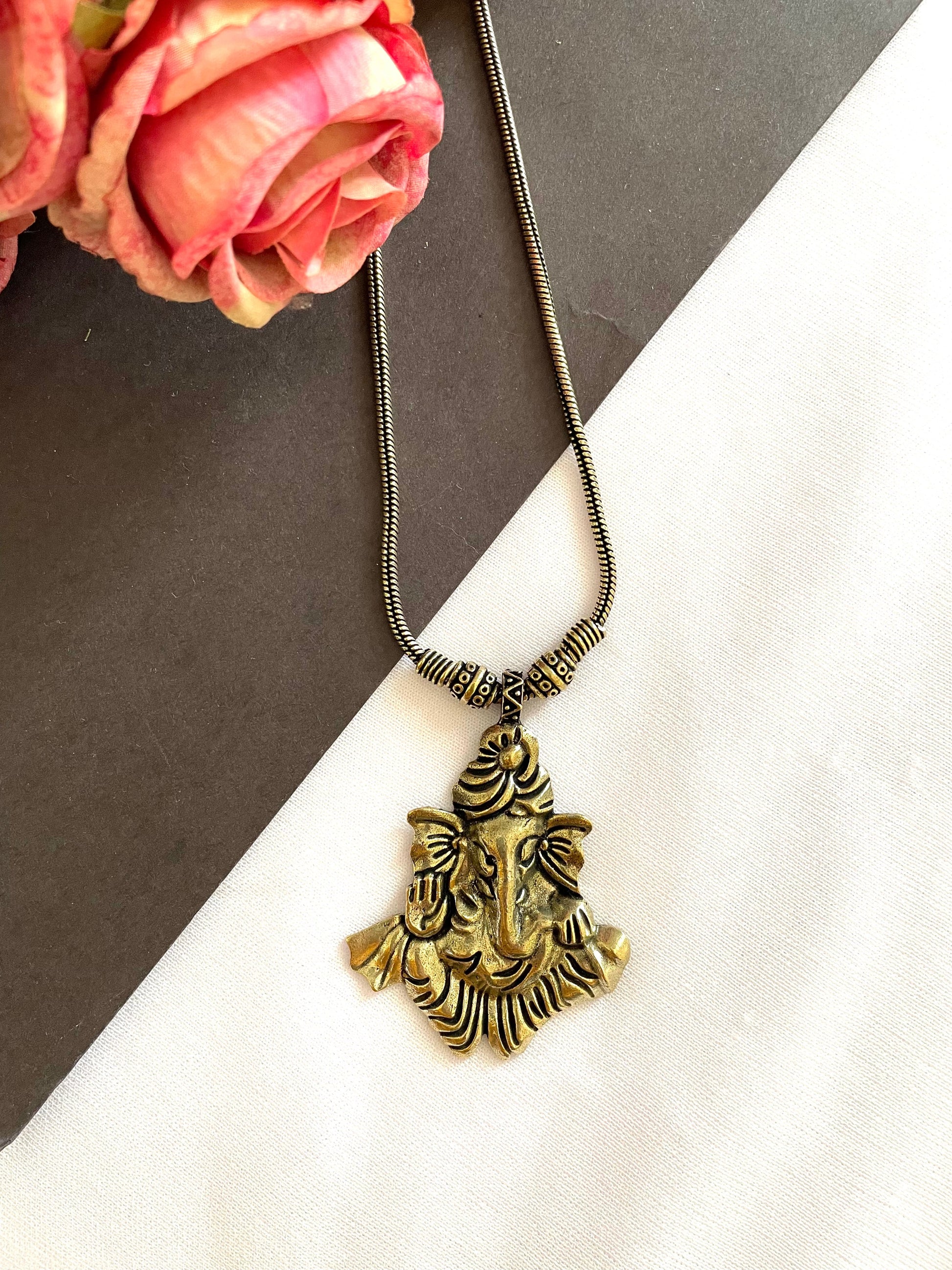 Shop ganesha brass necklace at Jewellery Lovers. Anti-tarnish, trendy & perfect for daily or festive wear. Free shipping available. jewellerylovers