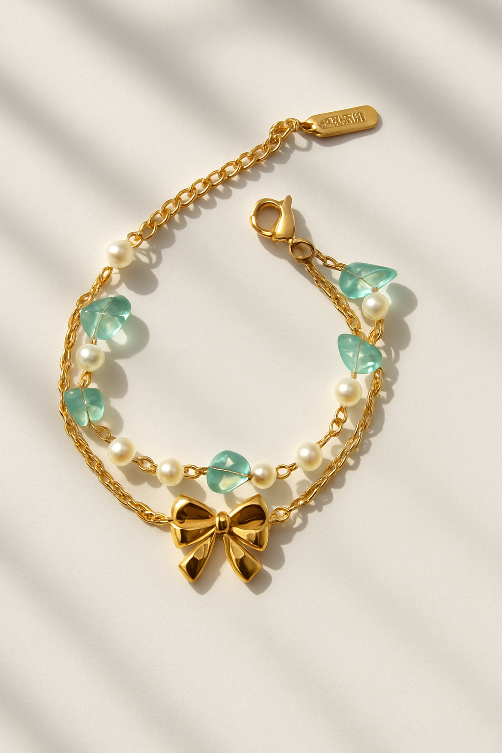 Bow dual beaded chain bracelet jewellerylovers