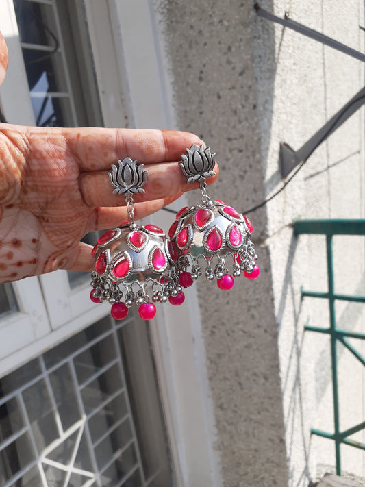Beaded lotus jhumka