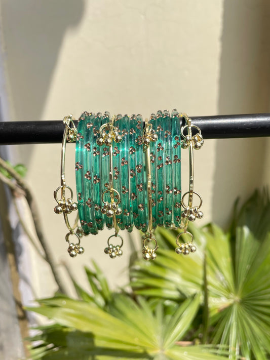 Glittery glass bangles with kashmiri (set of 16 bangles) jewellerylovers