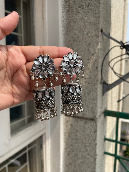 White beaded bottle jhumka jewellerylovers