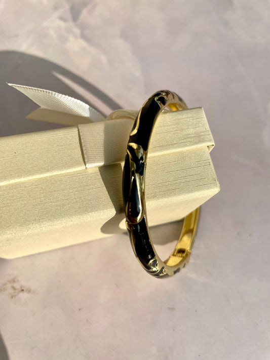 Slim black enamel bangle