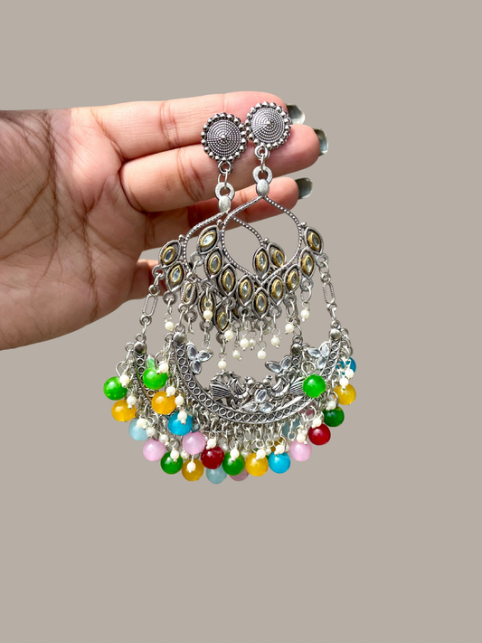 Multicolour beaded long earrings