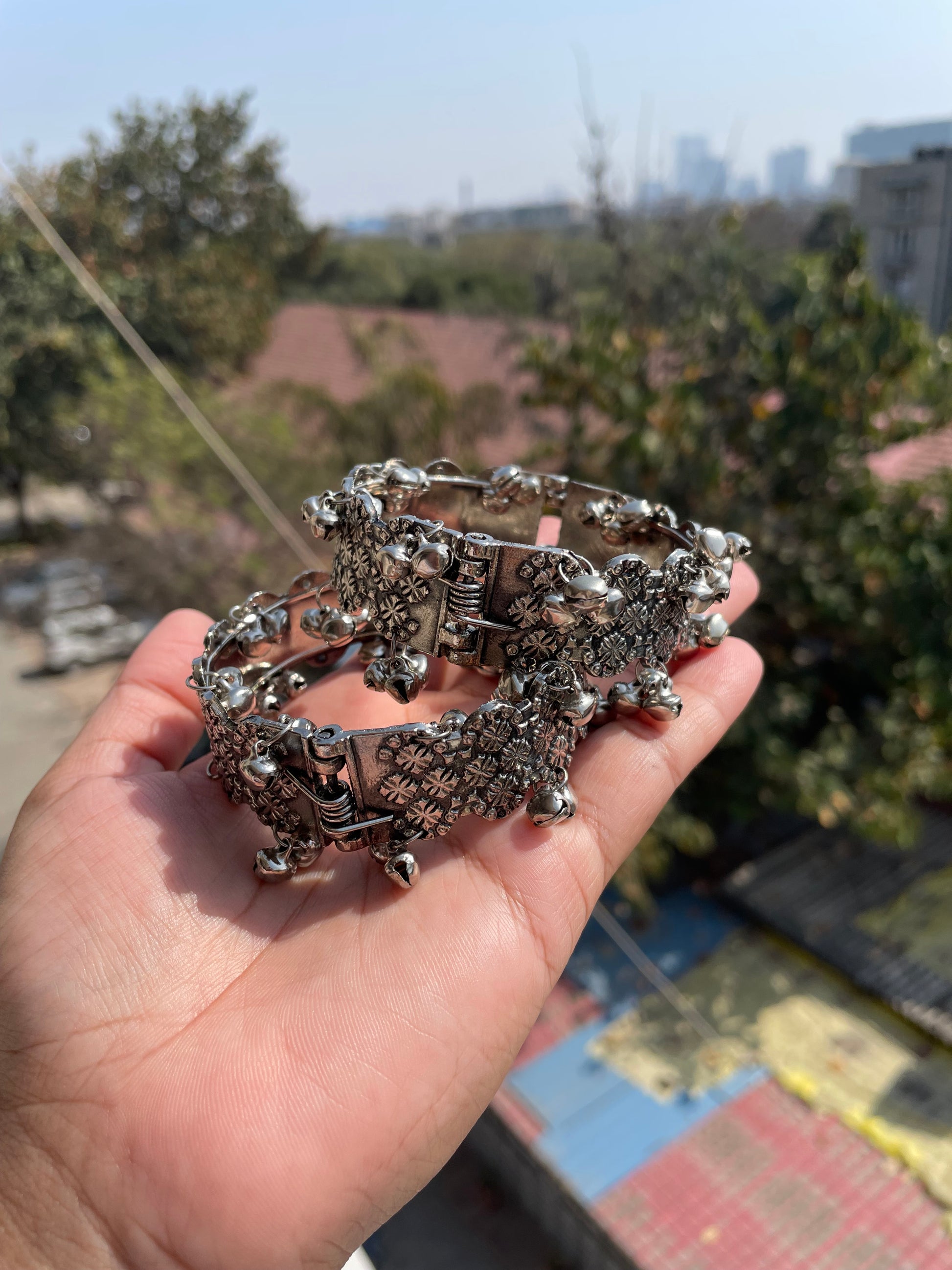Openable silver ghungroo bangles (pair) jewellerylovers