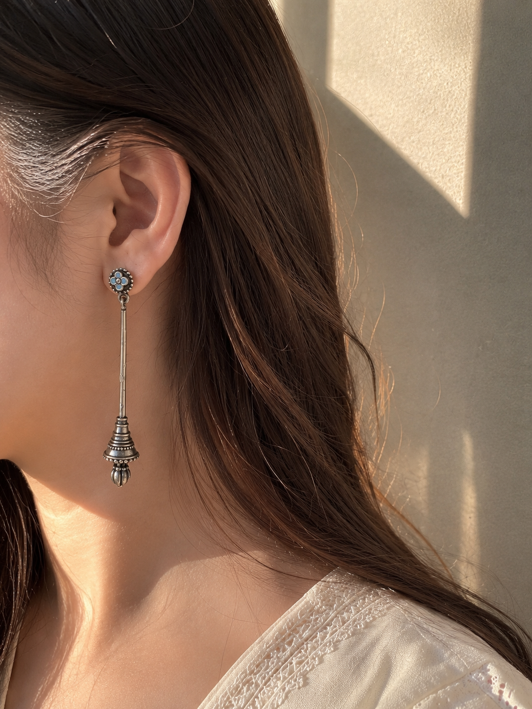 Flower drop silver earrings jewellerylovers