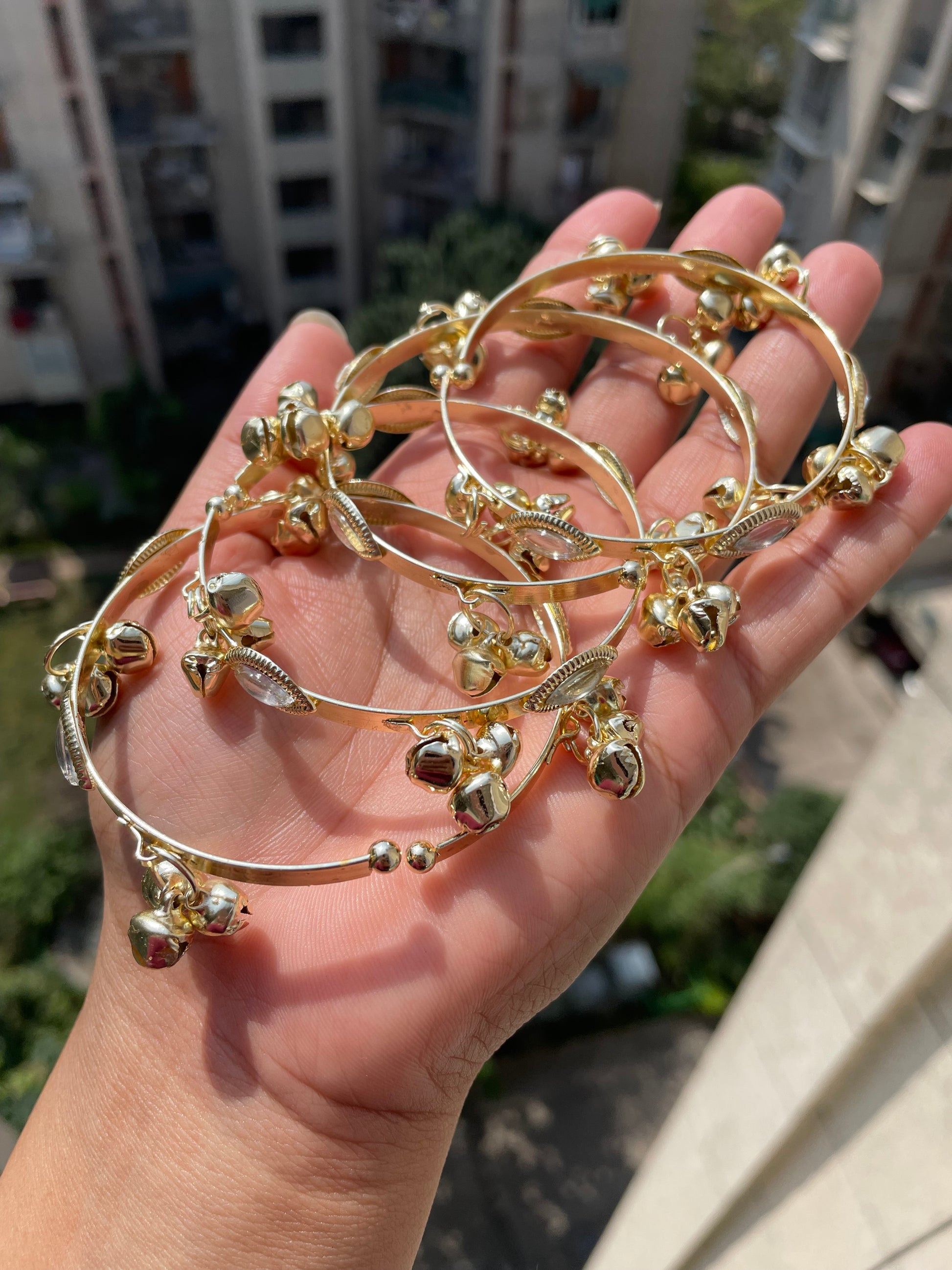Mirror openable kashmiri ghungroo Bangles adjustable (set of 4) jewellerylovers