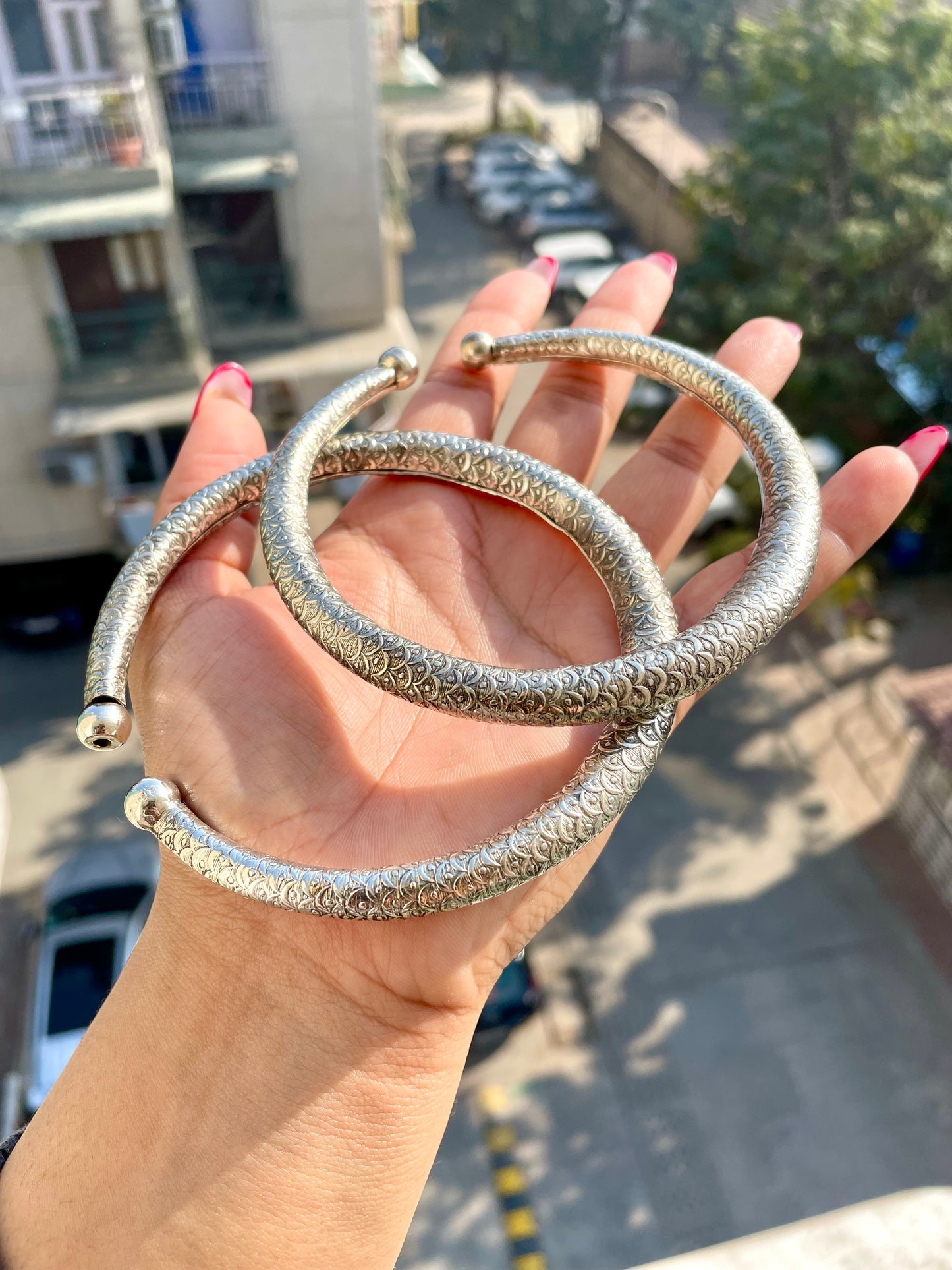 Silver Rajasthani style Big Anklets