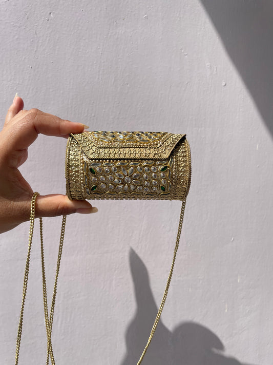 Stone work heavy Brass Mobile Sling bag (Small size) Round Shape jewellerylovers