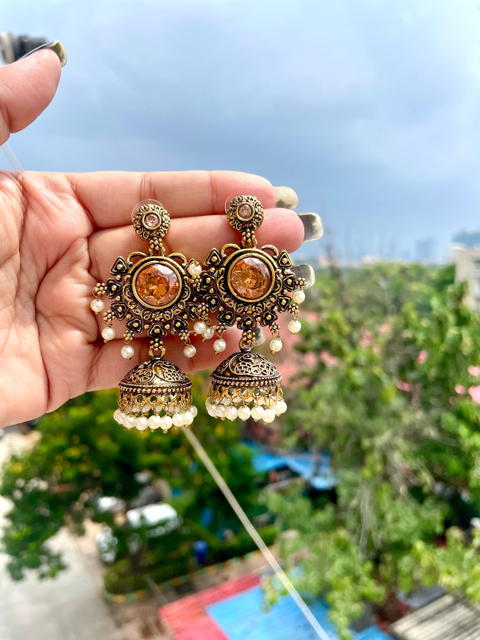 Round golden jhumka jewellerylovers