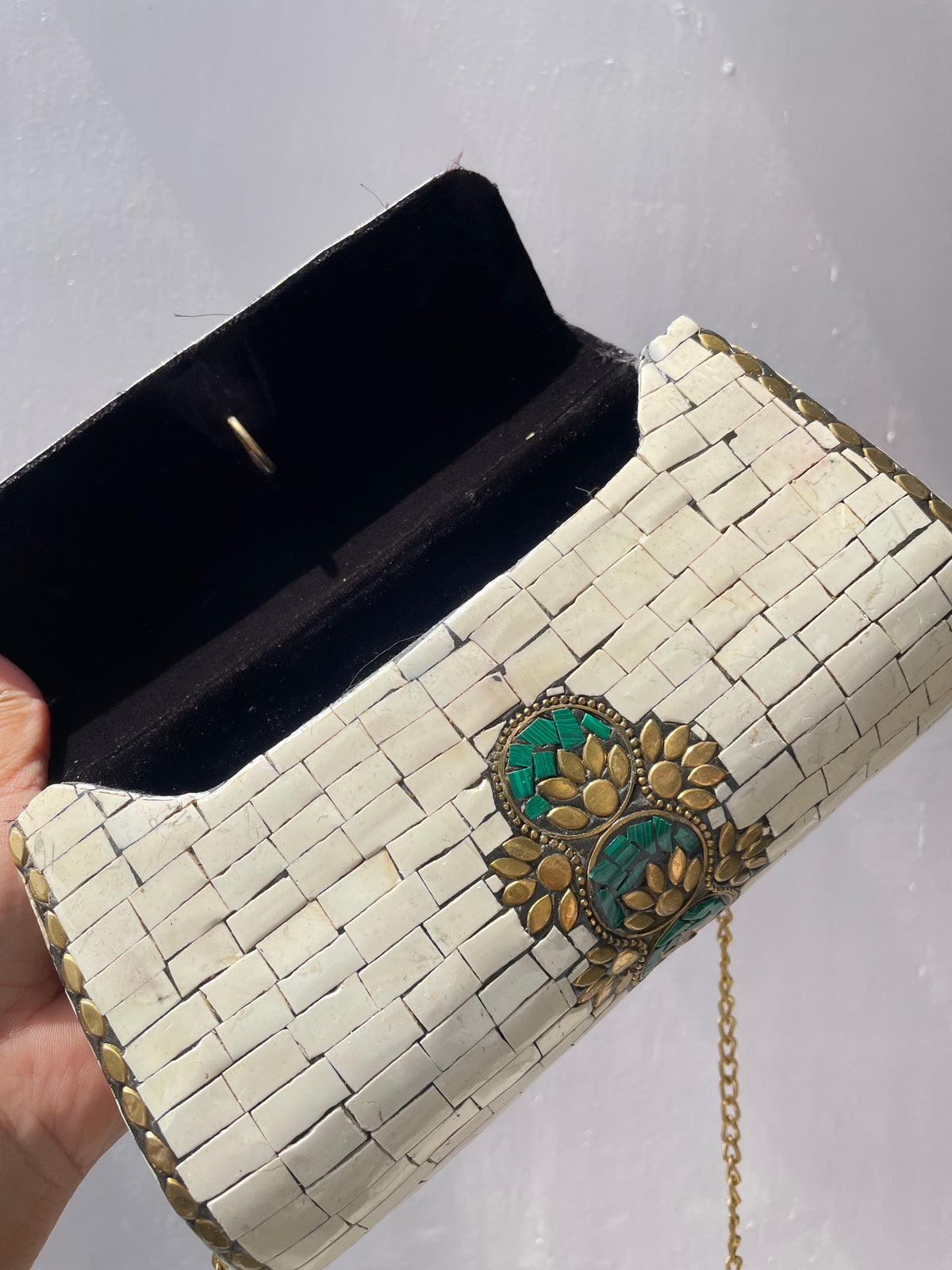 Heavy stone work Brass Sling Bag (can fit mobile phones) large size jewellerylovers