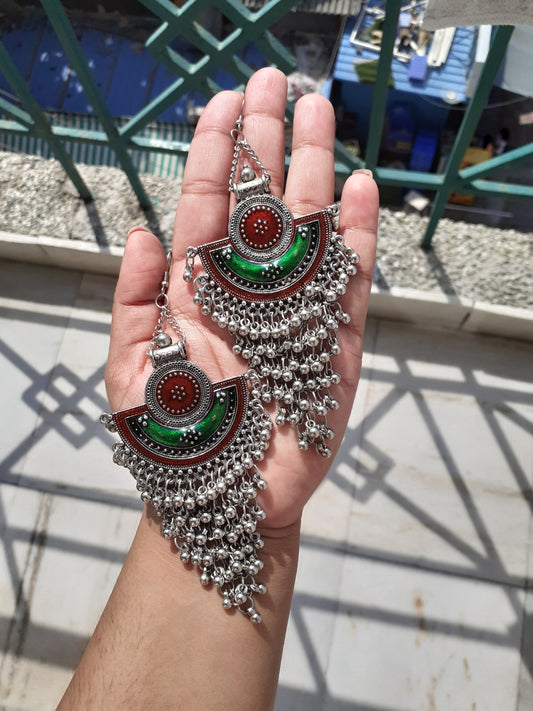 Green hanging earrings