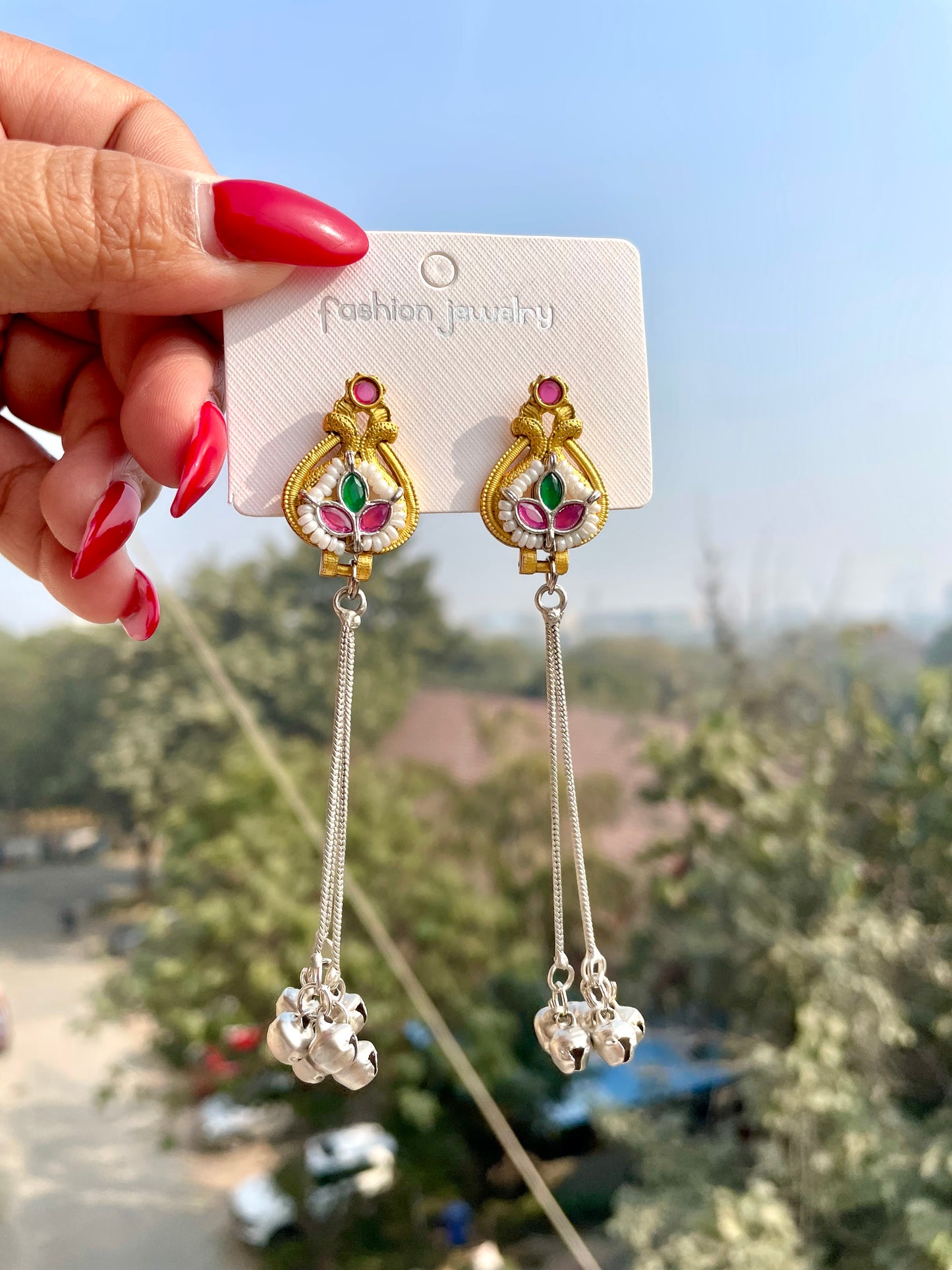 Kashmiri dual shade earrings jewellerylovers