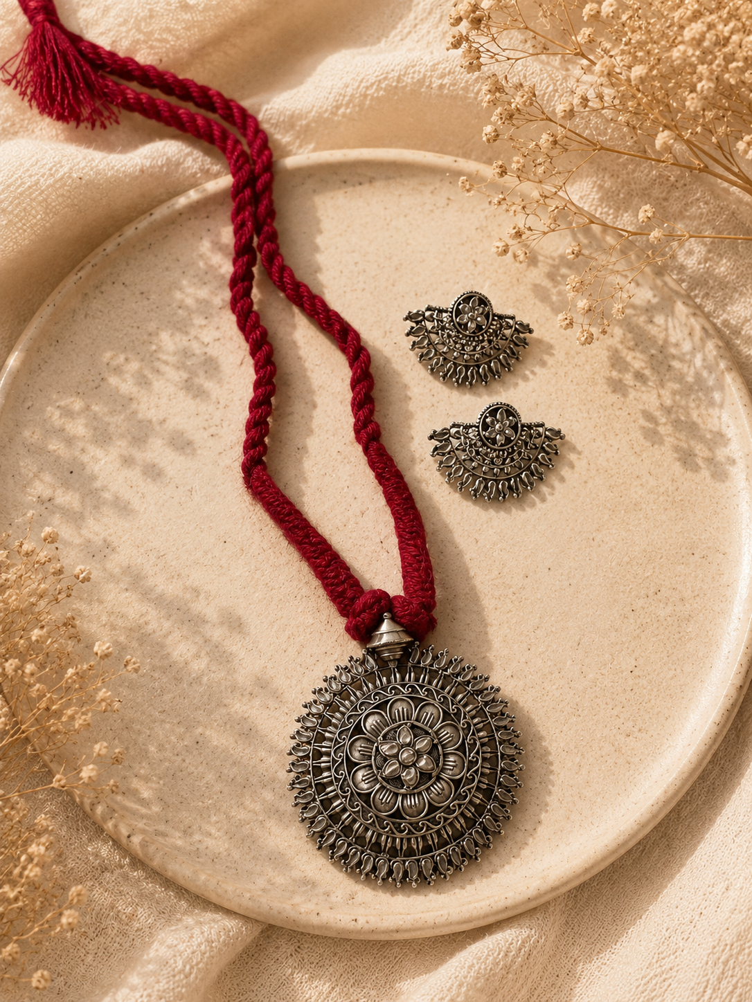 Chakra silver high quality necklace with earrings jewellerylovers