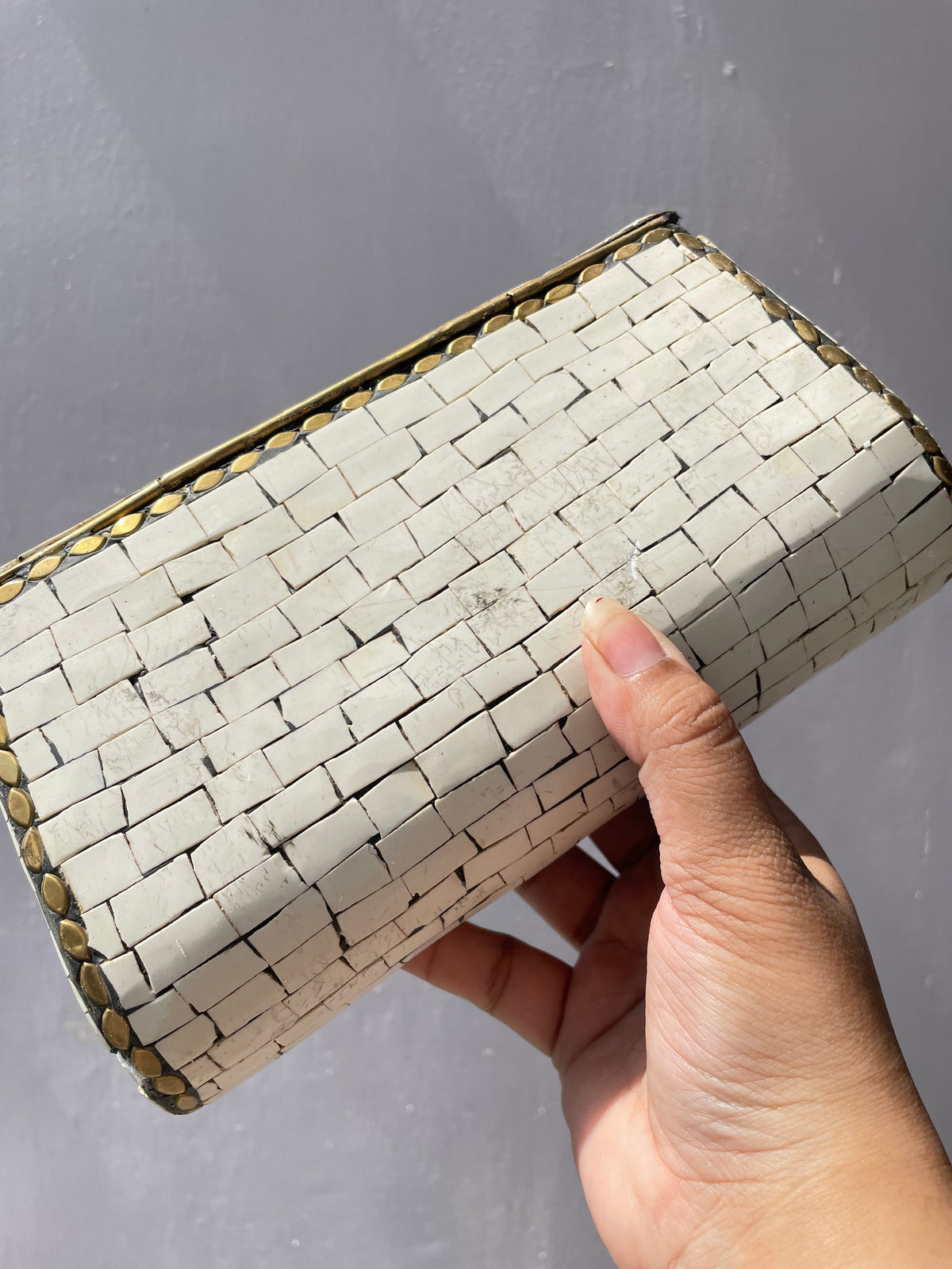 Heavy stone work Brass Sling Bag (can fit mobile phones) large size jewellerylovers