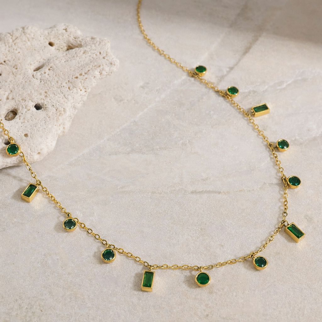 Crystal green necklace jewellerylovers