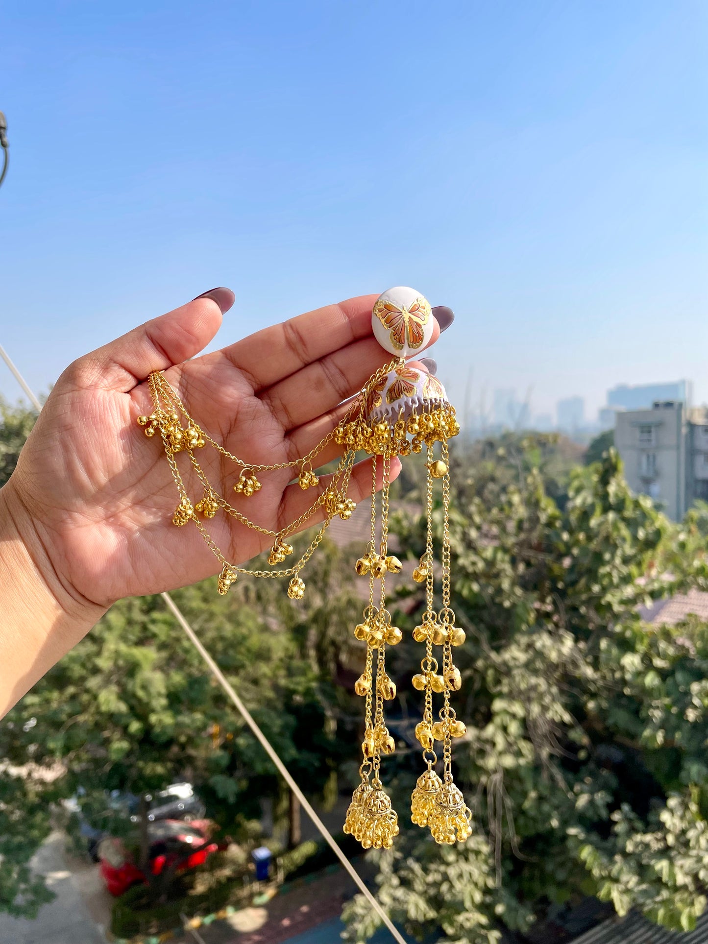 Jhoomar jhumka with earrings extension jewellerylovers