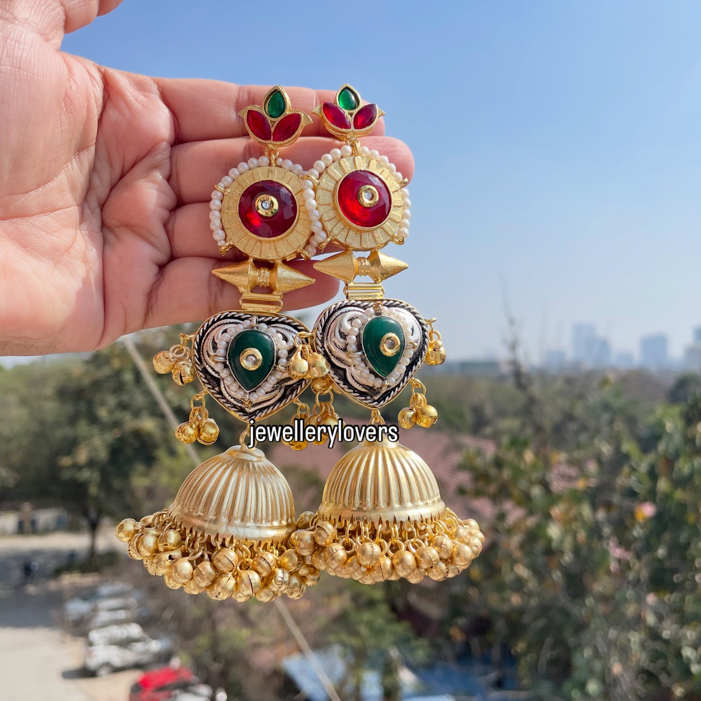 Premium kashmiri long ghungroo jhumka jewellerylovers