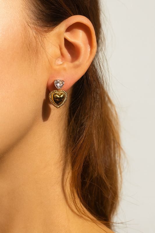Heart stone mini earrings jewellerylovers