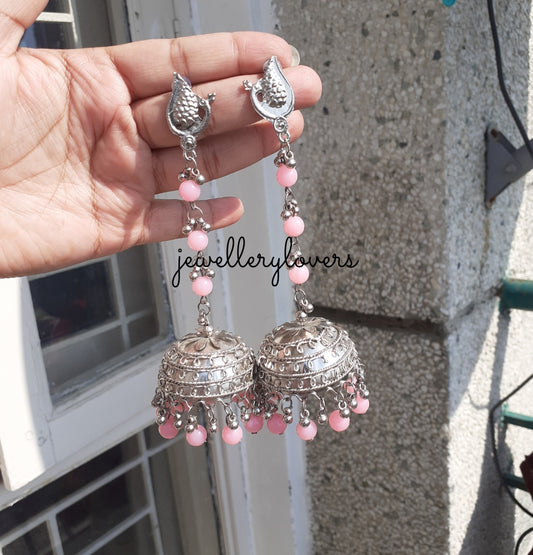 Beaded peacock jhumka