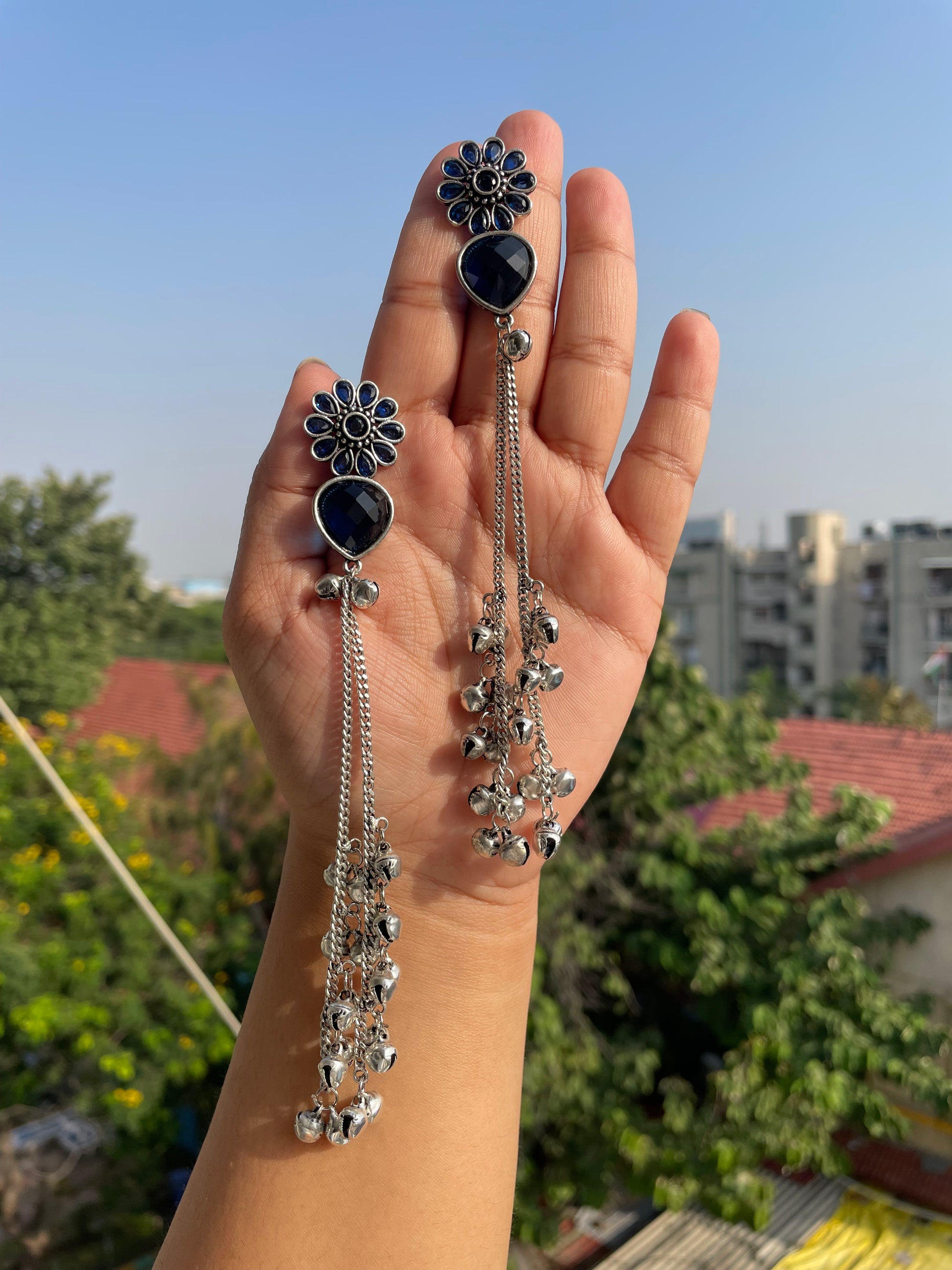 Blue kashmiri jhumka jewellerylovers