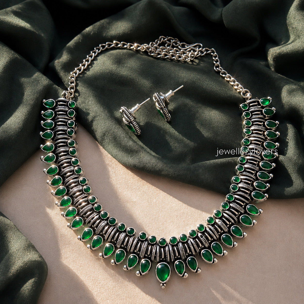German silver necklace with earrings jewellerylovers
