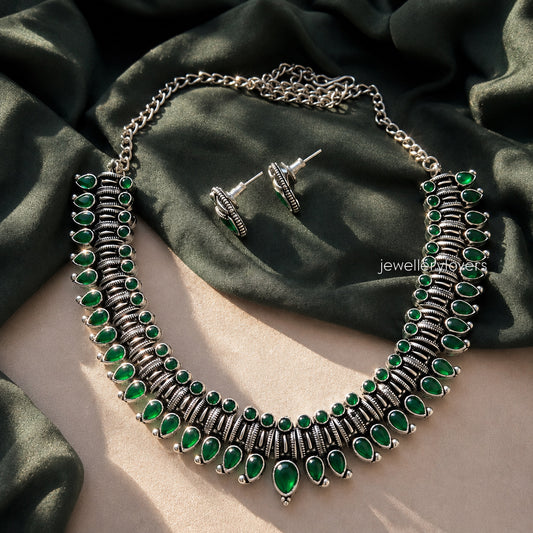 German silver necklace with earrings jewellerylovers