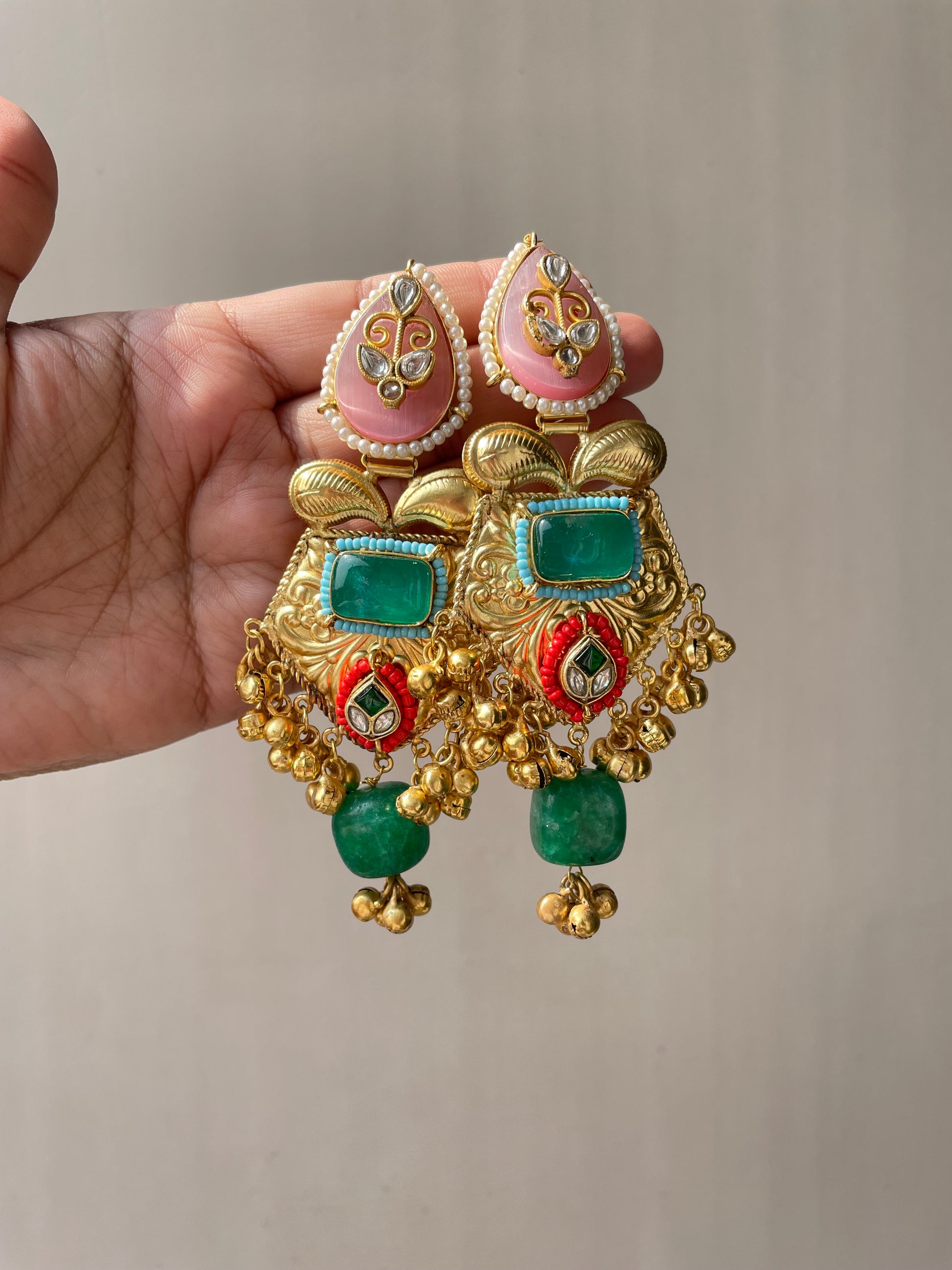 Kashmiri meenakari ghungroo jhumkas jewellerylovers