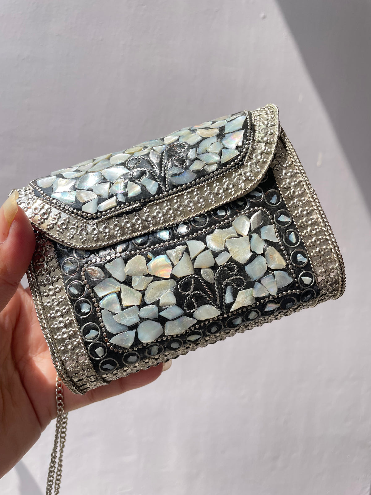 Stone work heavy Brass Mobile Sling bag (Medium size) jewellerylovers
