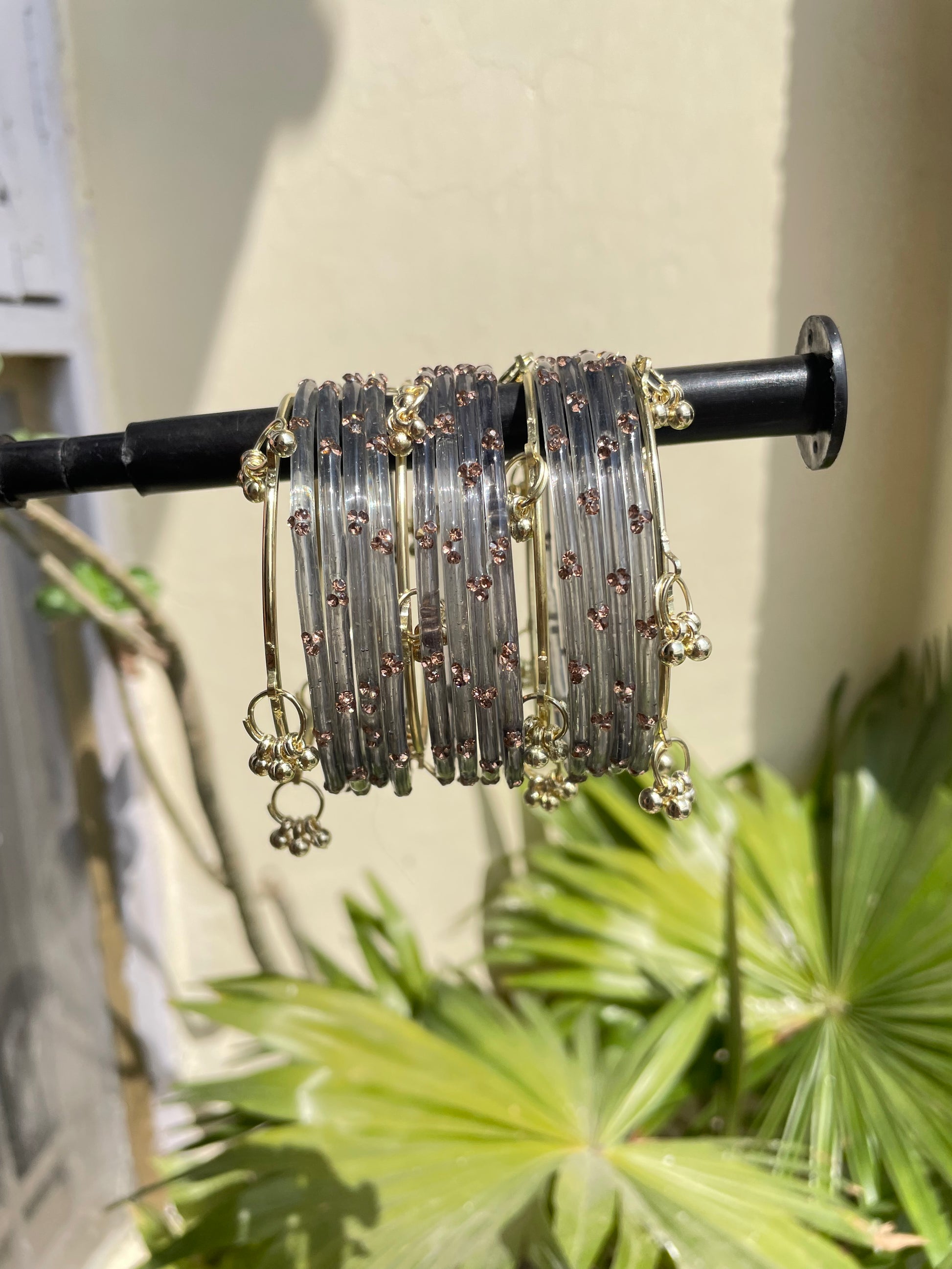 Glittery glass bangles with kashmiri (set of 16 bangles) jewellerylovers