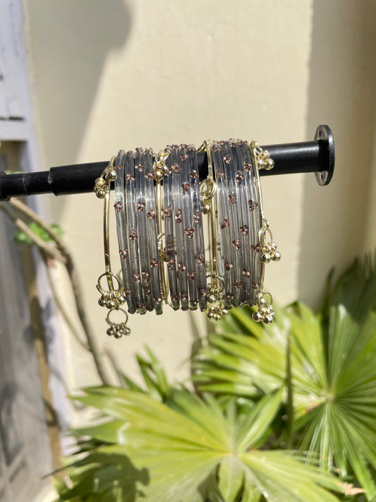 Glittery glass bangles with kashmiri (set of 16 bangles) jewellerylovers