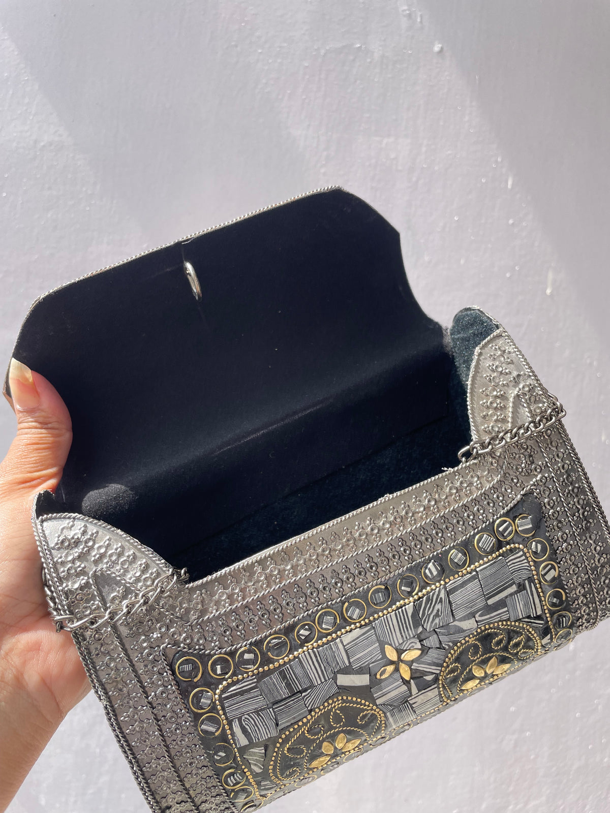 Stone work heavy Brass Mobile Sling bag (can fit mobile phones) jewellerylovers