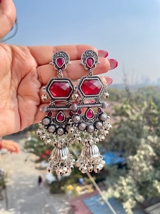 Silver kashmiri jhumkas