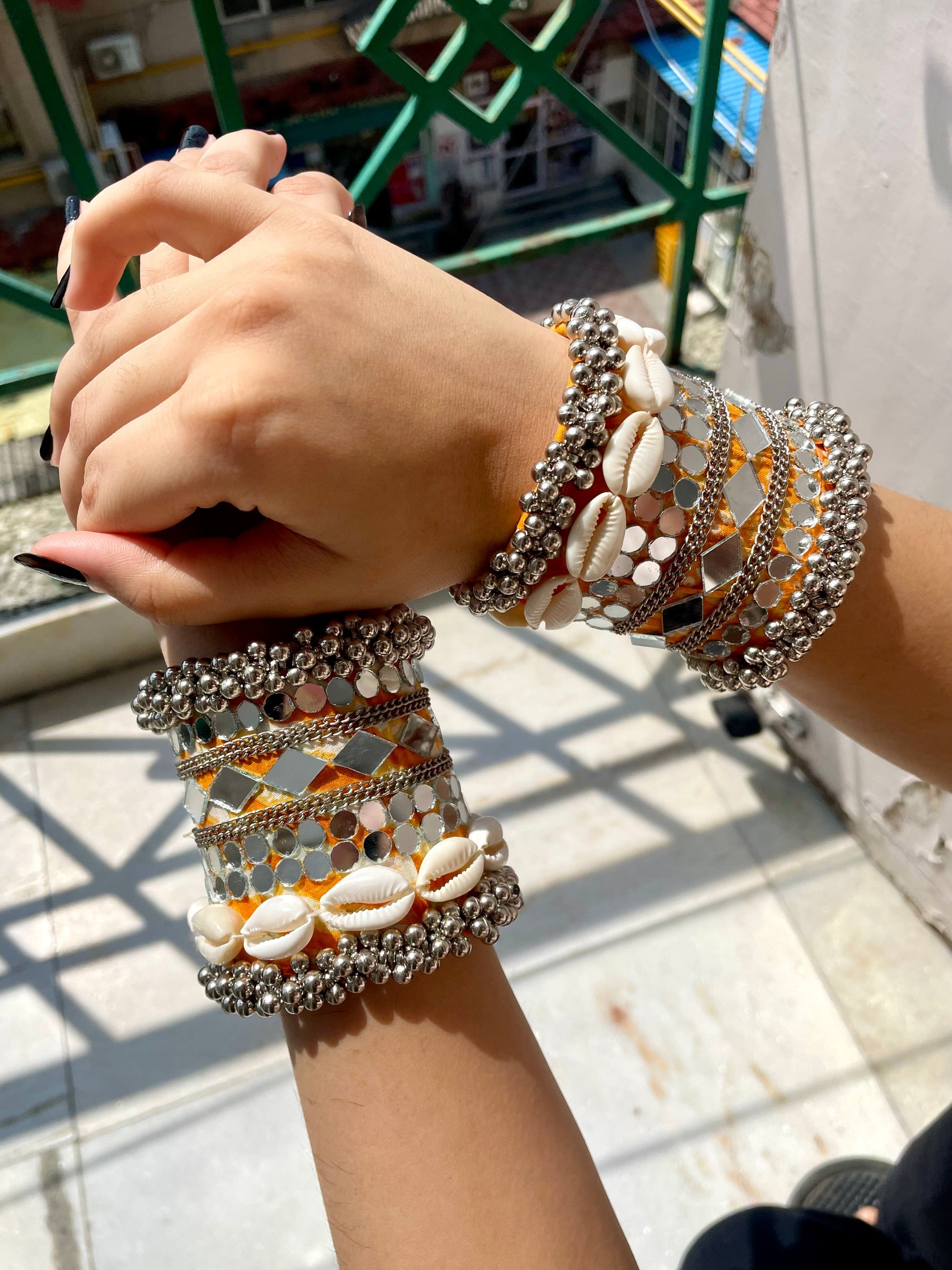 Handmade cuffs for Navratri pair jewellerylovers