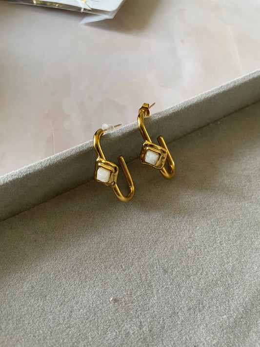 White and gold hoops