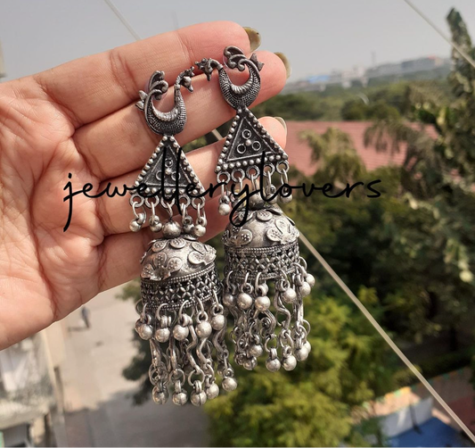 Peacock jhumka earrings