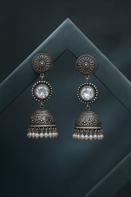 white stone jhumka jewellerylovers