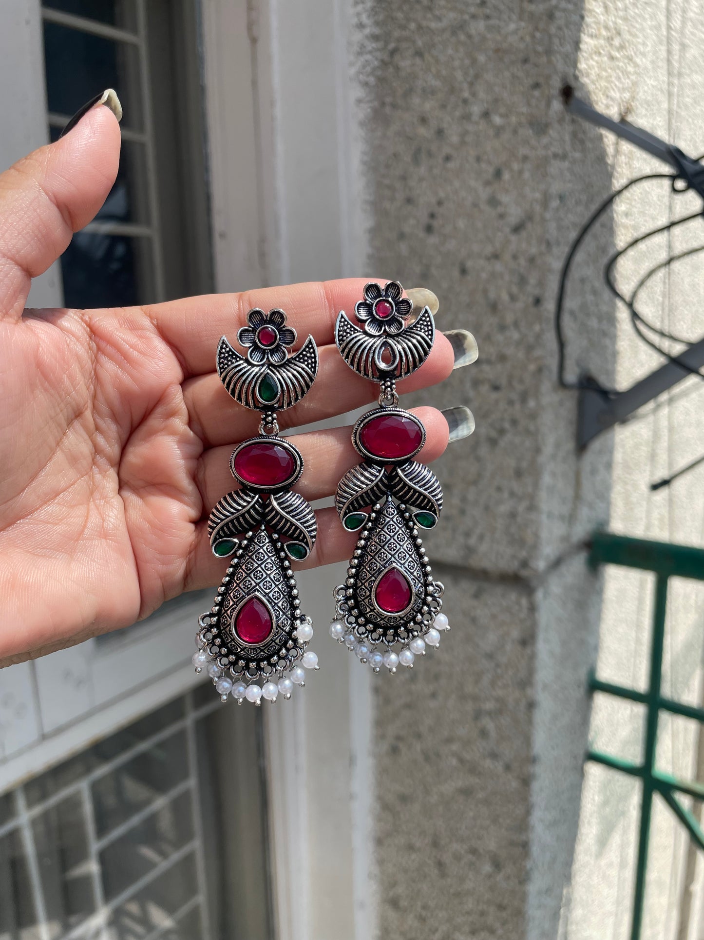 Leafy long jhumka